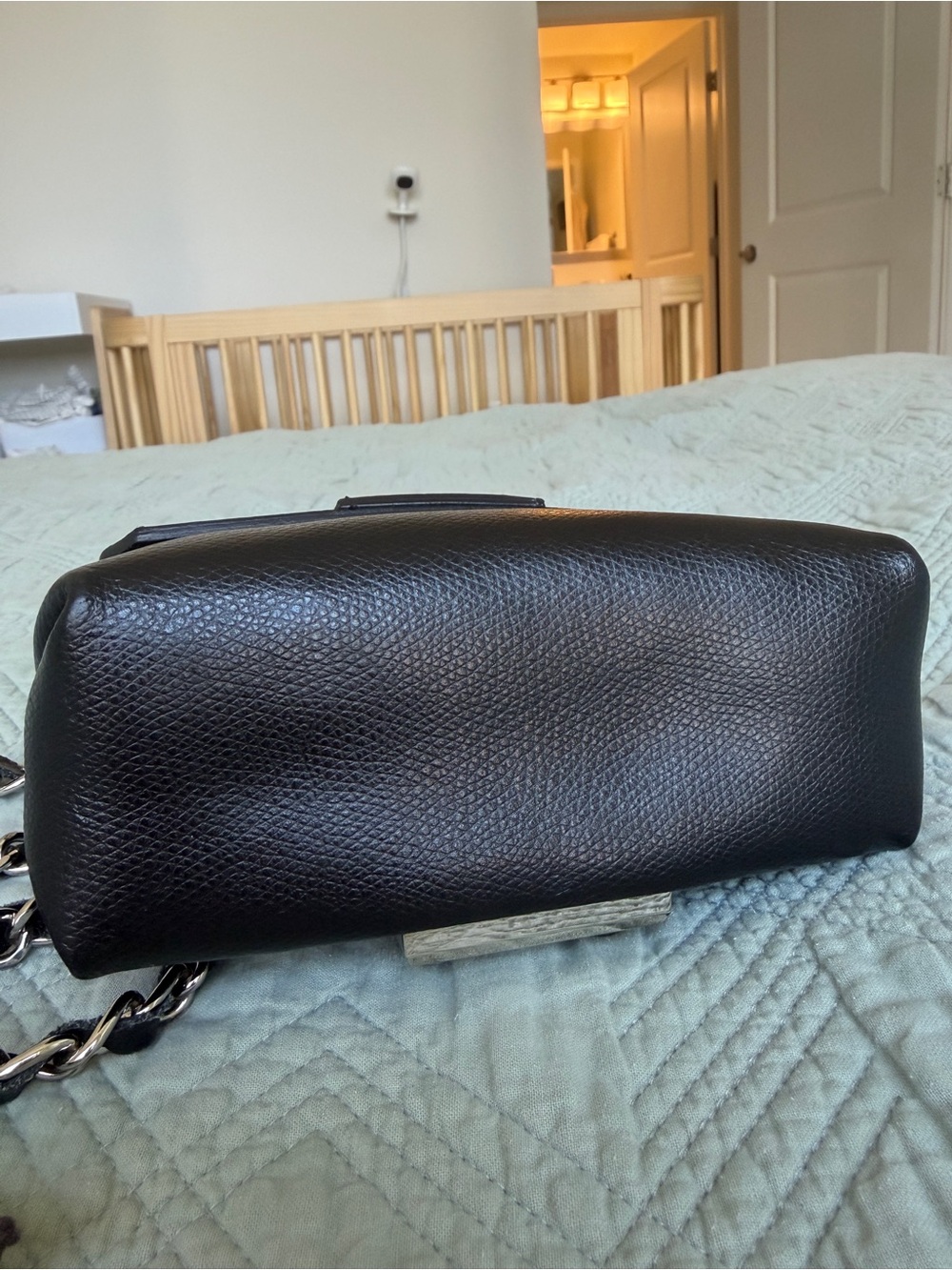Valentino by Mario Valentino Black Leather Studded Chain Shoulder Bag - Picture 5 of 5
